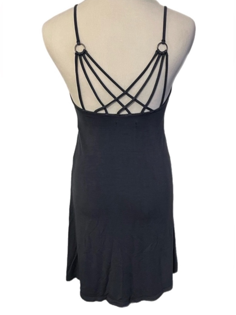 ❤️ American Eagle XXS Dark Gray Strappy Back Dress Casual (B8)